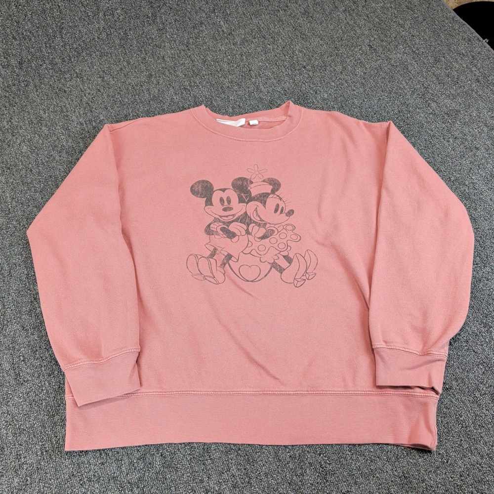 Gap Disney Womens Sweatshirt M Cotton Pink Mickey Minnie Mouse Graphic Pullover — photo 2